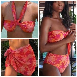 437 FLORA 3 Piece SET 😍 Top, Bottoms, Sarong - Medium